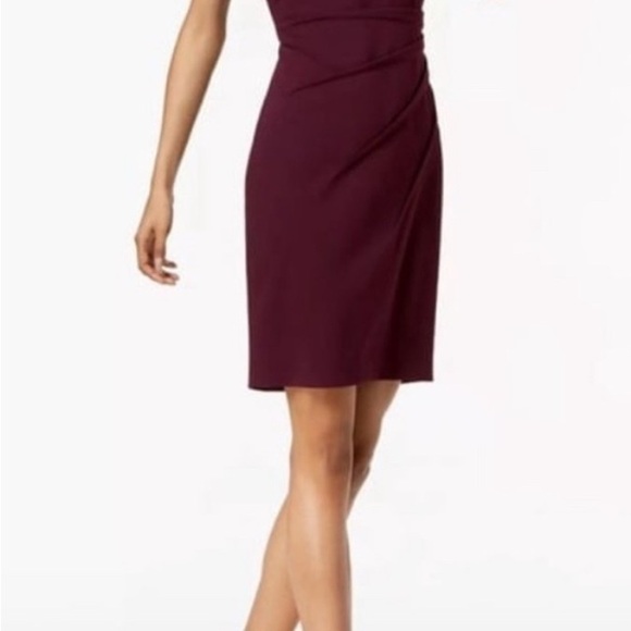 Calvin Klein Red Ruched Sheath Midi Dress - Picture 3 of 6